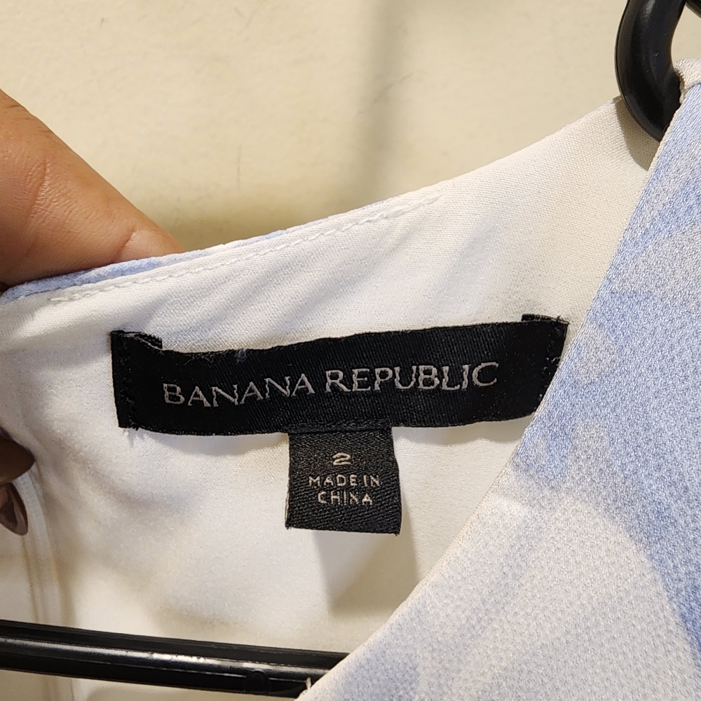 BANANA REPUBLIC Light Blue Lightweight Floral Sleeveless Formal  Dress S - Picture 2 of 11